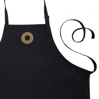 TBC Black Apron with Gold Greek Ornament